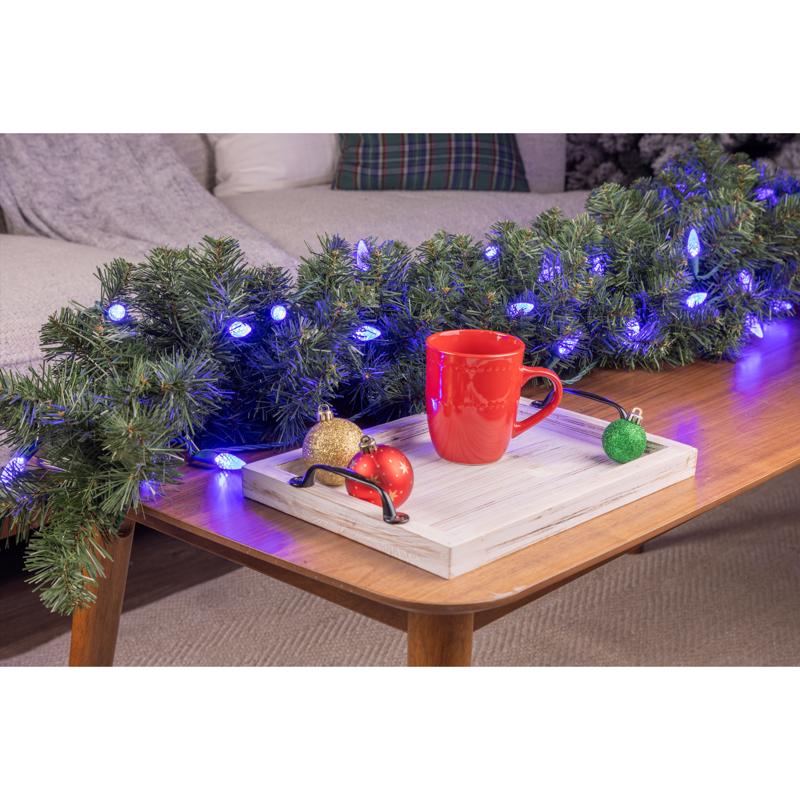 Celebrations Platinum LED C6 Blue 50 ct String Christmas Lights 25 ft.