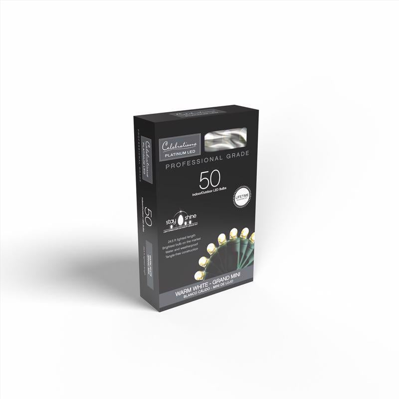 Celebrations Platinum LED Mini Dot Warm White 50 ct String Christmas Lights 25 ft.