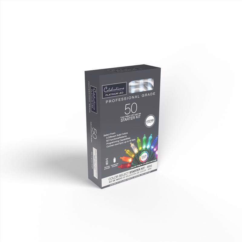 Celebrations Platinum LED T5 Multicolored 50 ct String Lights w/Remote Christmas Lights 25 ft.