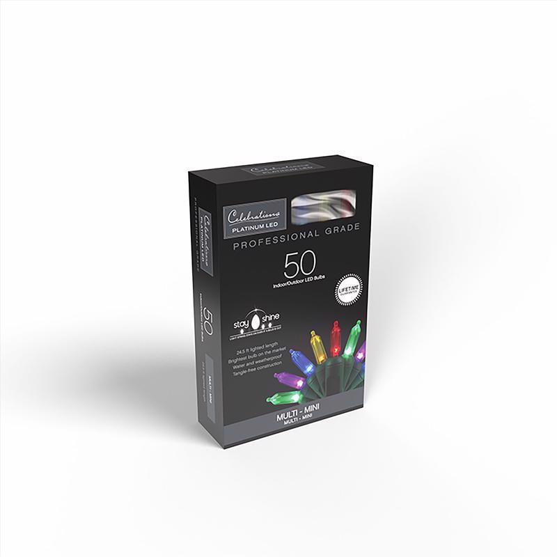 Celebrations Platinum LED T5 Multicolored 50 ct String Christmas Lights 25 ft.