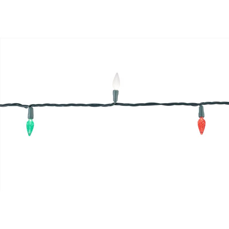 Celebrations Platinum LED C6 Red/Green/Pure White 50 ct String Christmas Lights 25 ft.