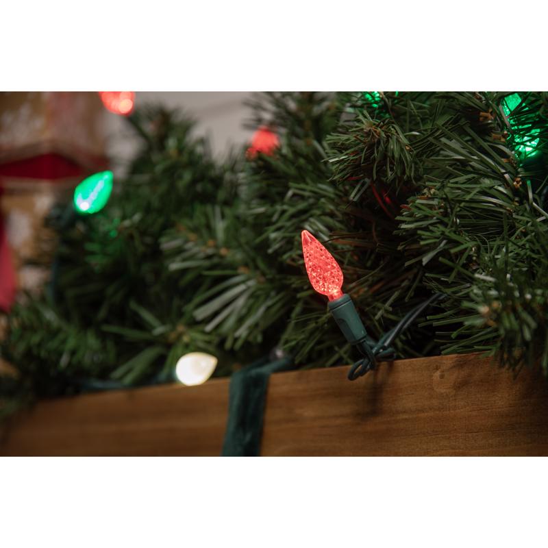 Celebrations Platinum LED C6 Red/Green/Pure White 50 ct String Christmas Lights 25 ft.