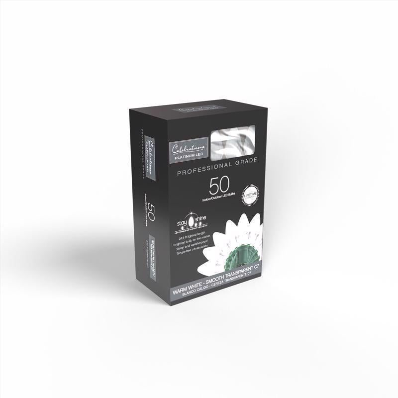 Celebrations Platinum LED C7 Warm White Clear 50 ct String Christmas Lights 25 ft.