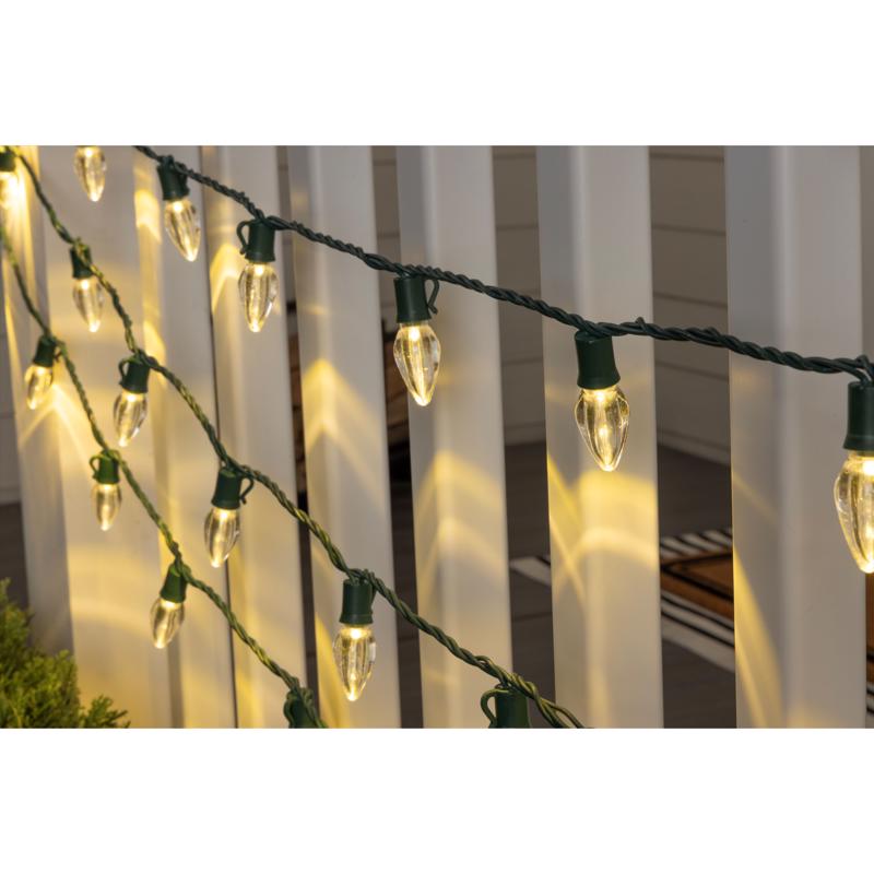 Celebrations Platinum LED C7 Warm White Clear 50 ct String Christmas Lights 25 ft.
