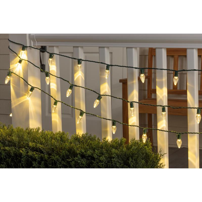 Celebrations Platinum LED C7 Warm White Clear 50 ct String Christmas Lights 25 ft.