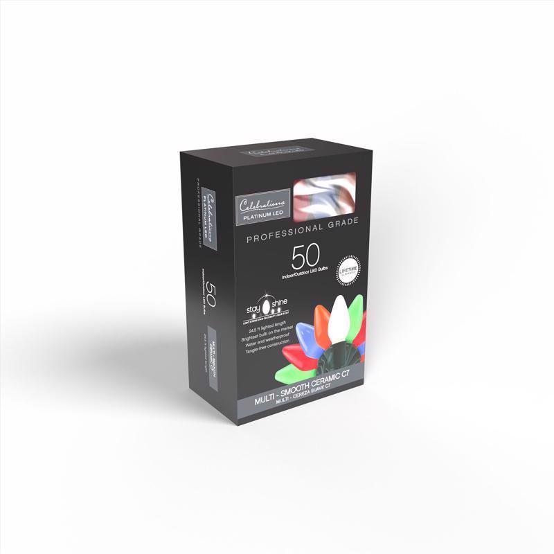 Celebrations Platinum LED C7 Multicolored 50 ct String Christmas Lights 25 ft.
