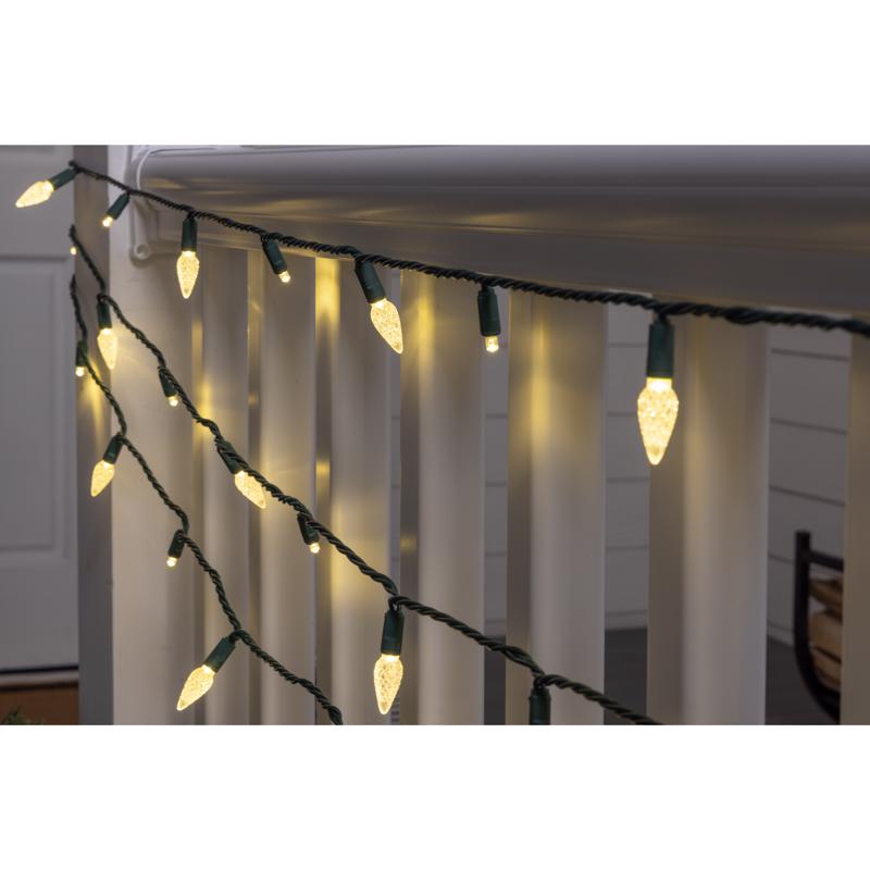 Celebrations Platinum LED C6/Mini Warm White 50 ct String Christmas Lights 25 ft.