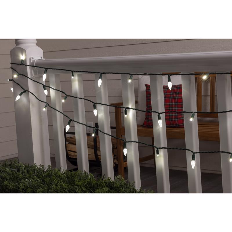 Celebrations Platinum LED C6 Pure White Duet 50 ct String Christmas Lights 25 ft.