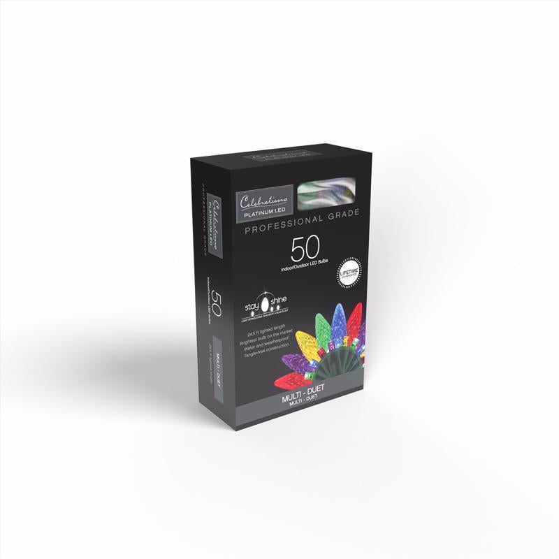 Celebrations Platinum LED C6 Multicolored Duet 50 ct String Christmas Lights 25 ft.