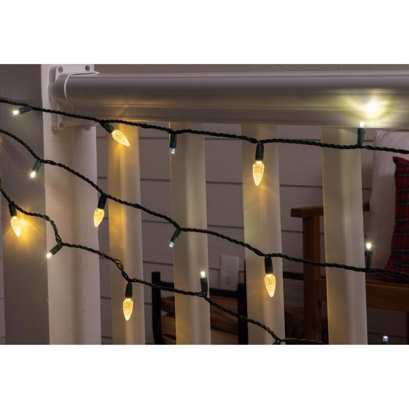 Celebrations Platinum LED C6 White 50 ct String Christmas Lights 25 ft.
