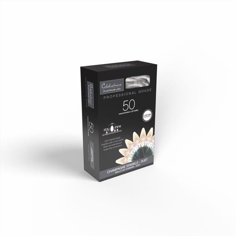 Celebrations Platinum LED C6 White 50 ct String Christmas Lights 25 ft.