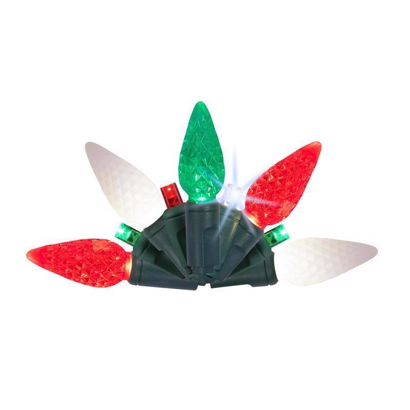 Celebrations Platinum LED C6 Red/Green/Pure White 50 ct String Christmas Lights 25 ft.