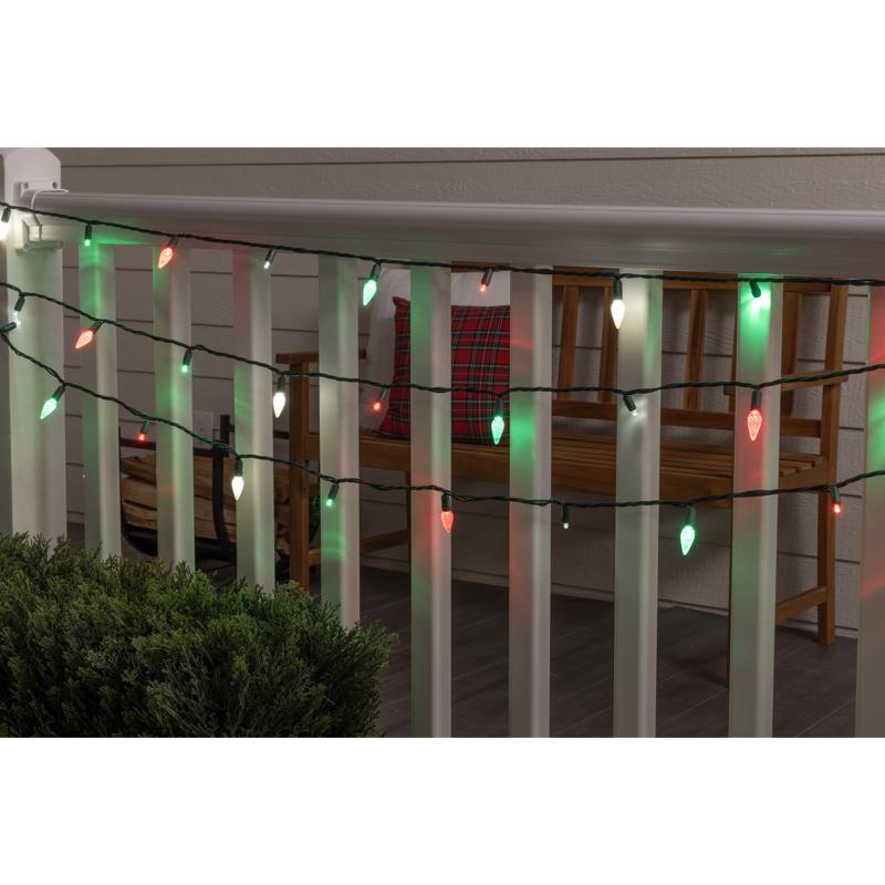 Celebrations Platinum LED C6 Red/Green/Pure White 50 ct String Christmas Lights 25 ft.