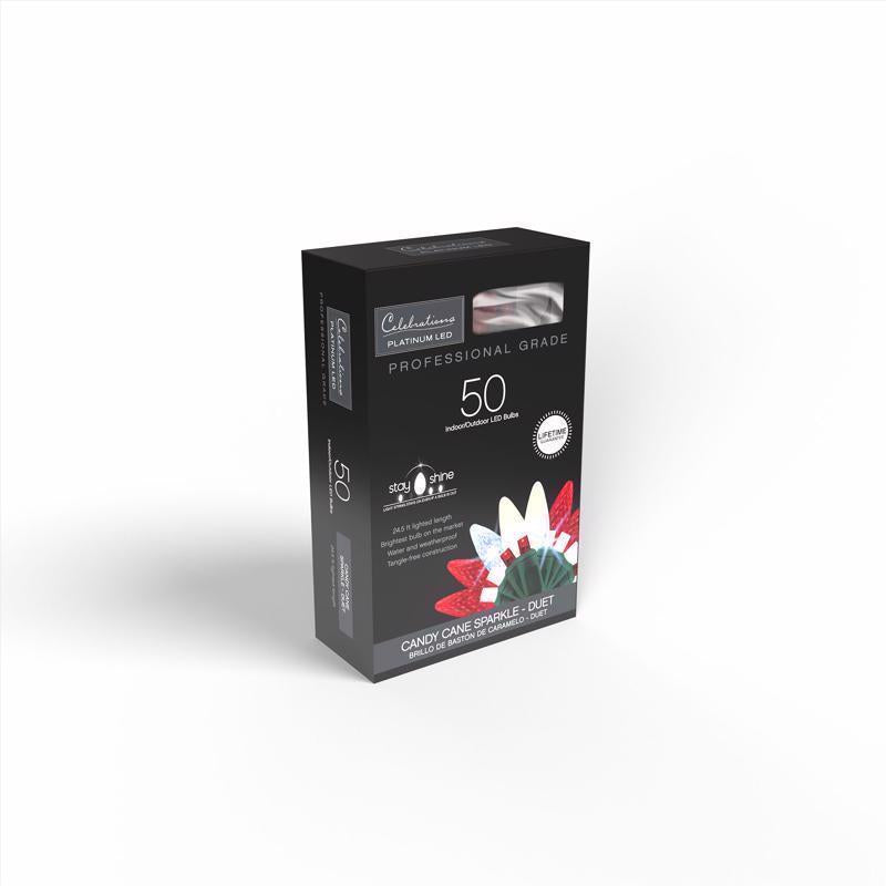 Celebrations Platinum LED C6 Red/White 50 ct String Christmas Lights 25 ft.