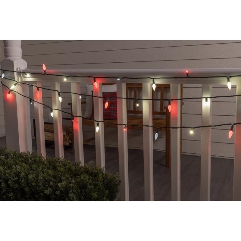 Celebrations Platinum LED C6 Red/White 50 ct String Christmas Lights 25 ft.