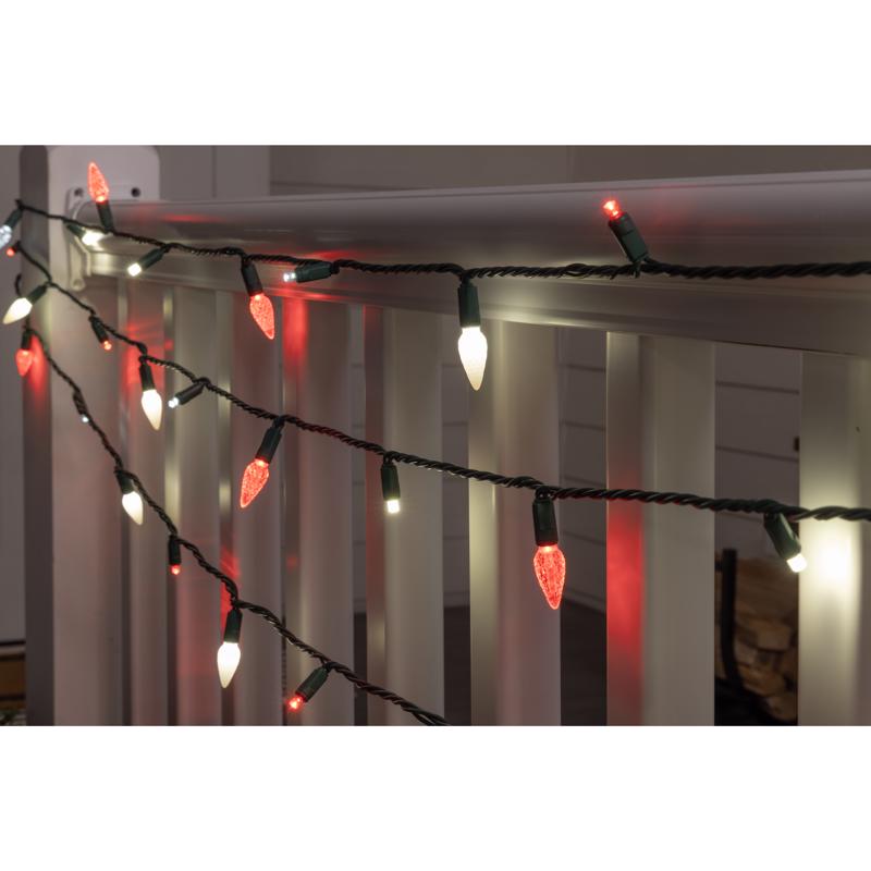 Celebrations Platinum LED C6 Red/White 50 ct String Christmas Lights 25 ft.
