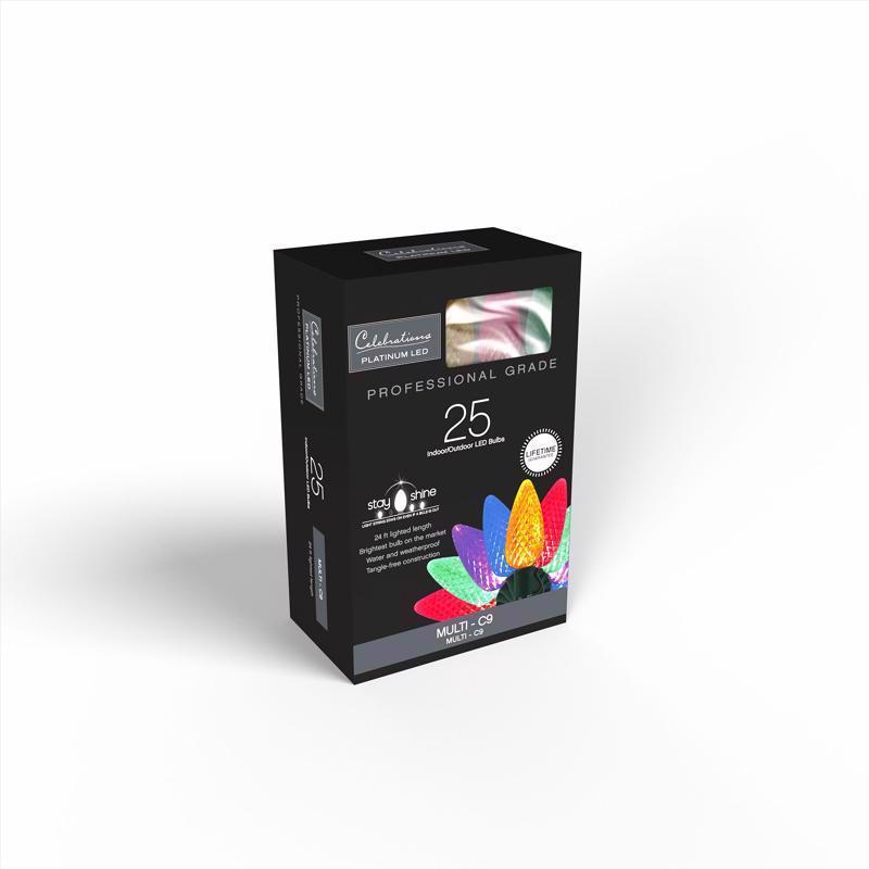 Celebrations Platinum LED C9 Multicolored 25 ct String Christmas Lights 25 ft.