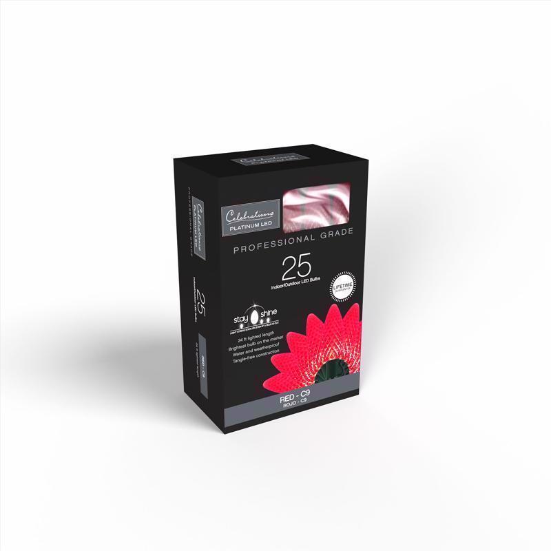 Celebrations Platinum LED C9 Red 25 ct String Christmas Lights 25 ft.