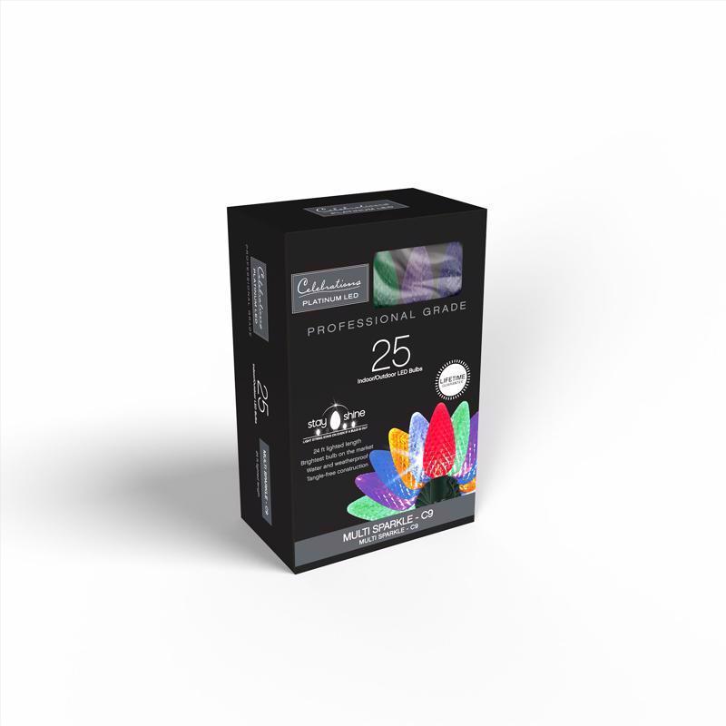 Celebrations Platinum LED C9 Multicolored 25 ct String Christmas Lights 25 ft.