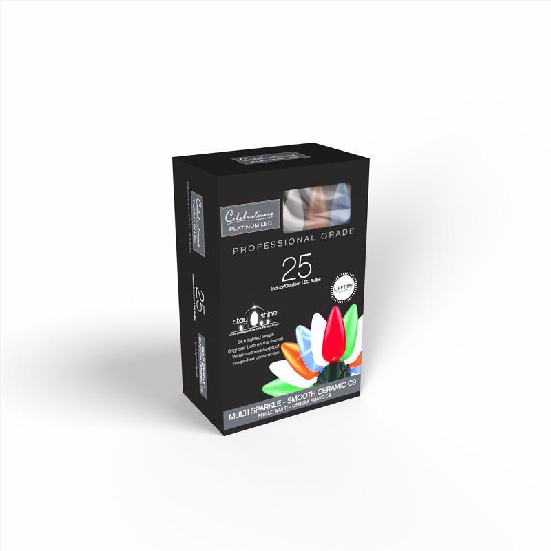 Celebrations Platinum LED C9 Multicolored 25 ct String Christmas Lights 25 ft.