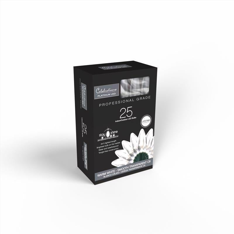 Celebrations Platinum LED C9 Warm White 25 ct String Christmas Lights 25 ft.