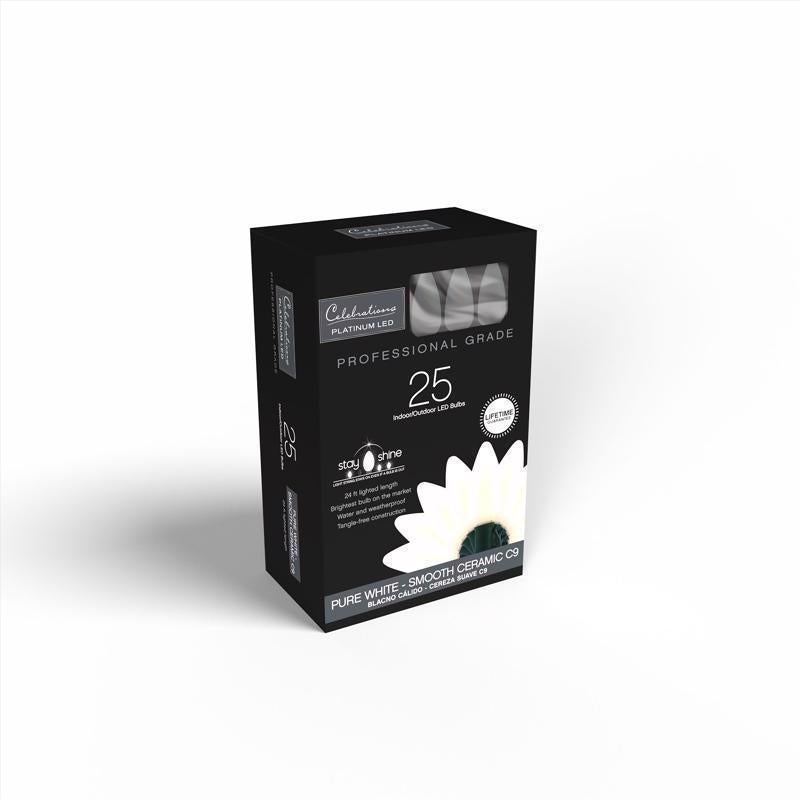 Celebrations Platinum LED C9 White 25 ct String Christmas Lights 25 ft.