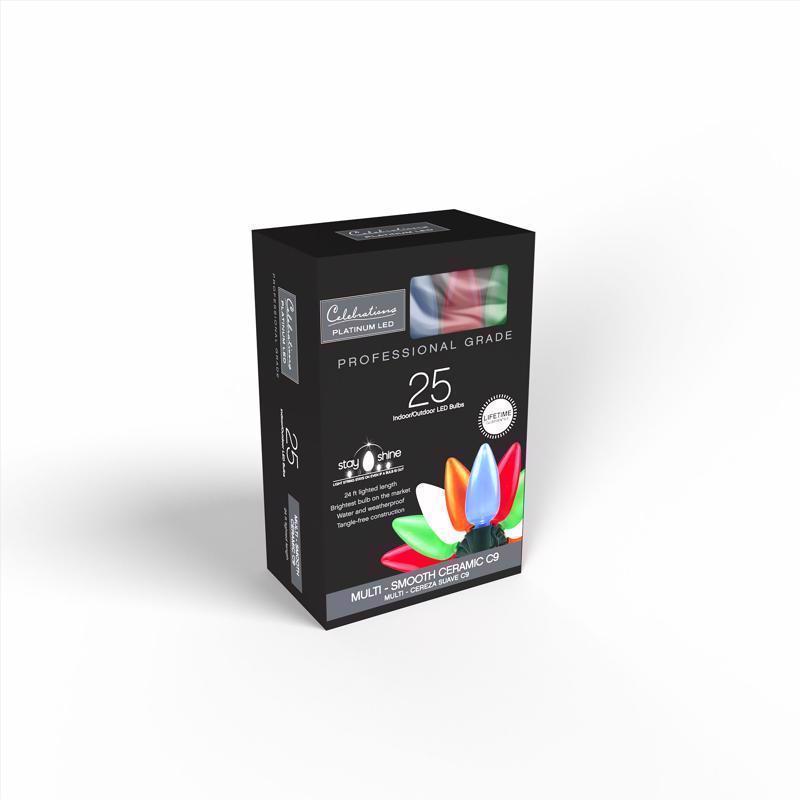 Celebrations Platinum LED C9 Multicolored 25 ct String Christmas Lights 25 ft.
