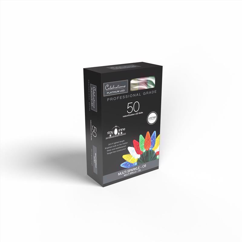 Celebrations Platinum LED C6 Multicolored 50 ct String Christmas Lights 25 ft.