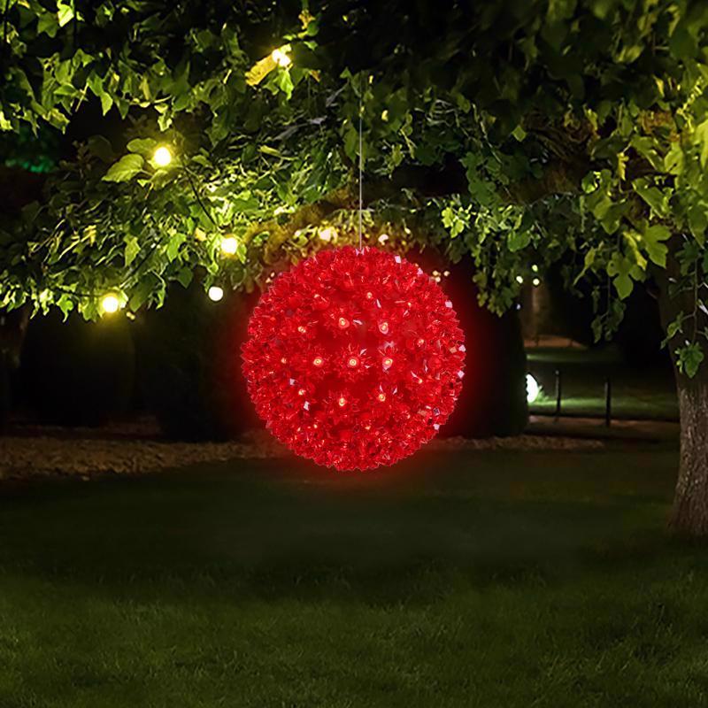Celebrations LED Red 100L T5 Starlight Sphere 7.5 in. Hanging Decor