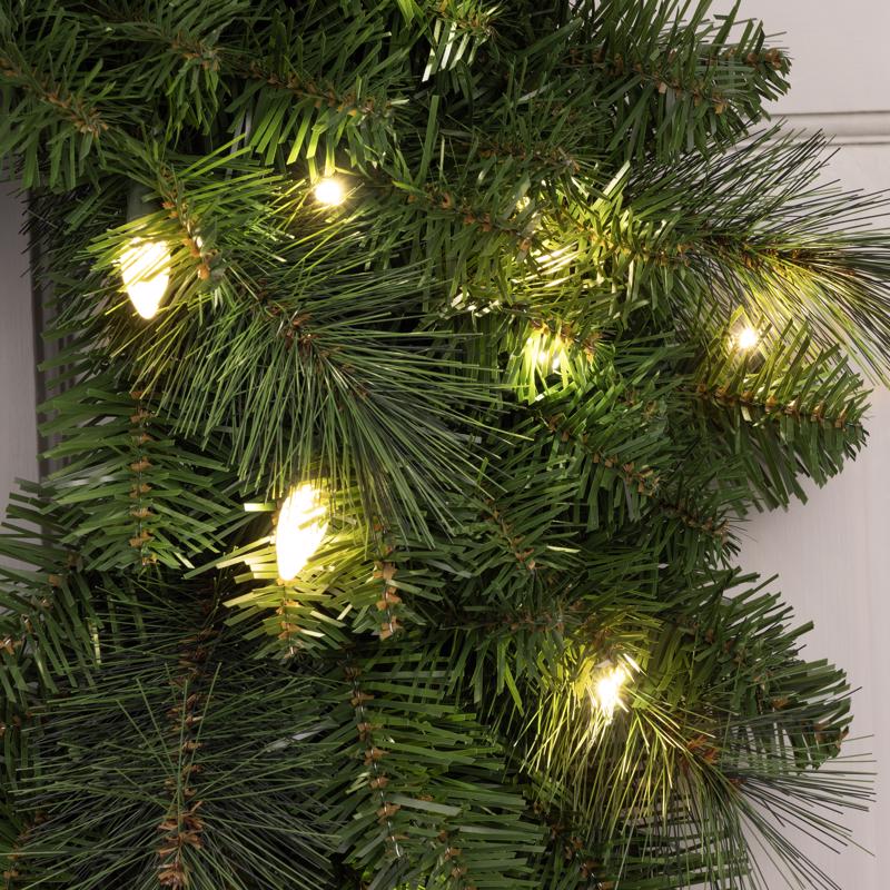 Celebrations Platinum 26 in. D LED Prelit Warm White Mixed Pine Wreath