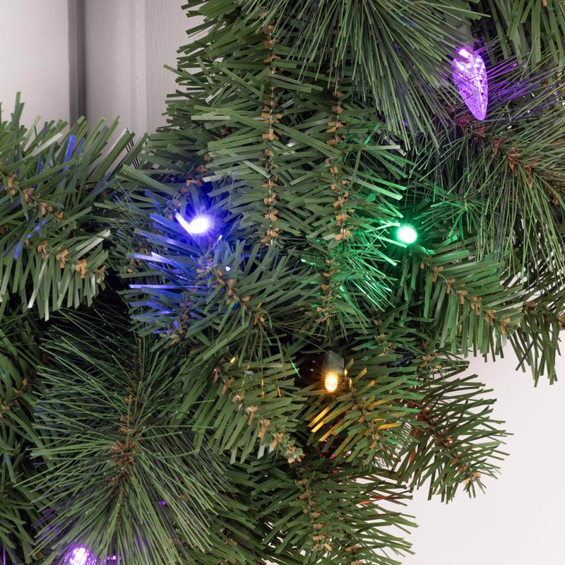Celebrations Platinum 26 in. D LED Prelit Multicolored Mixed Pine Wreath