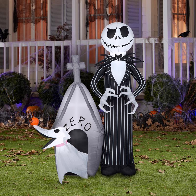 Gemmy Airblown 5 ft. LED Prelit Jack Skellington Jack and Zero Inflatable