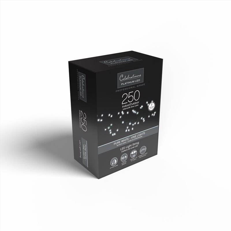 Celebrations Platinum LED Big Seed Cluster Pure White 250 ct String Christmas Lights 10 ft.