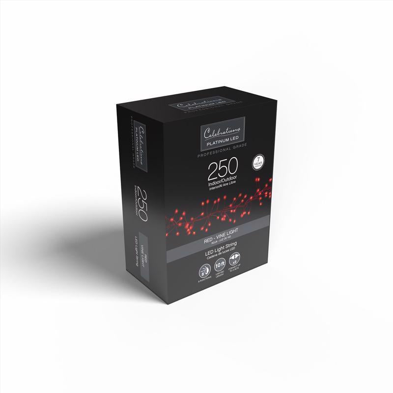 Celebrations Platinum LED Big Seed Cluster Red 250 ct String Christmas Lights 10 ft.