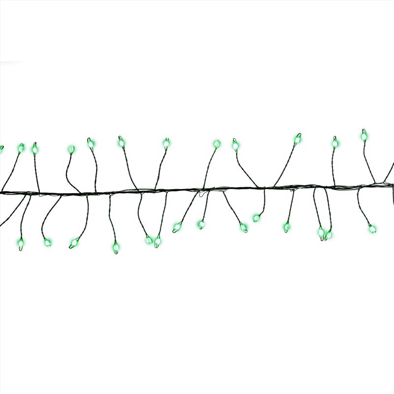 Celebrations LED Big Seed Cluster Green 250 ct String Christmas Lights 10 ft.