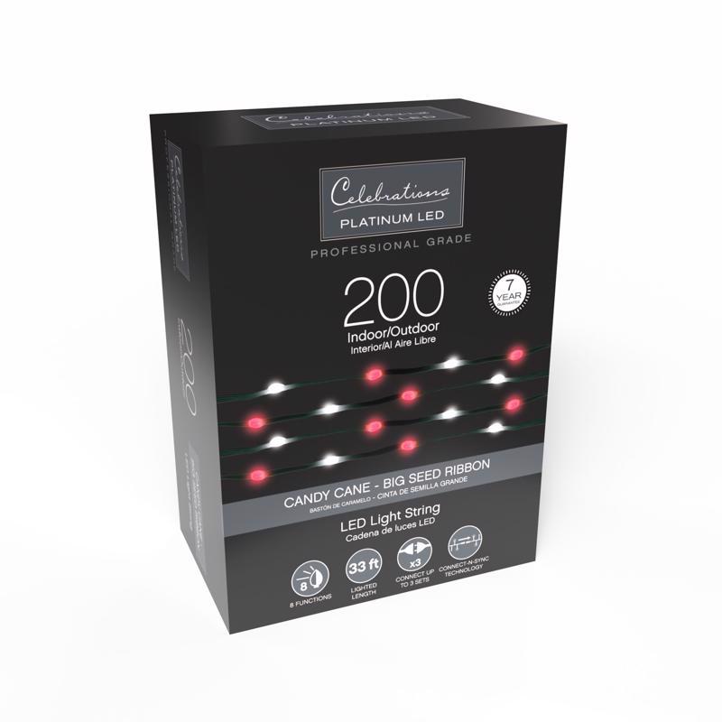 Celebrations LED Red/White 200 ct String Ribbon Light 33 ft.