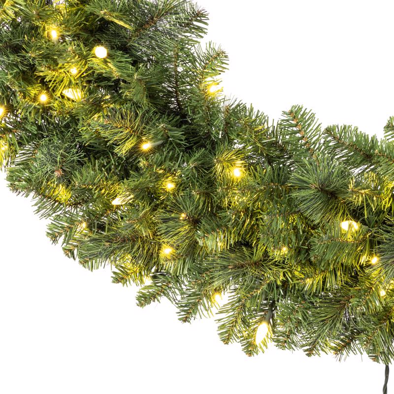 Celebrations Platinum 48 in. D LED Prelit Warm White Mixed Pine Wreath