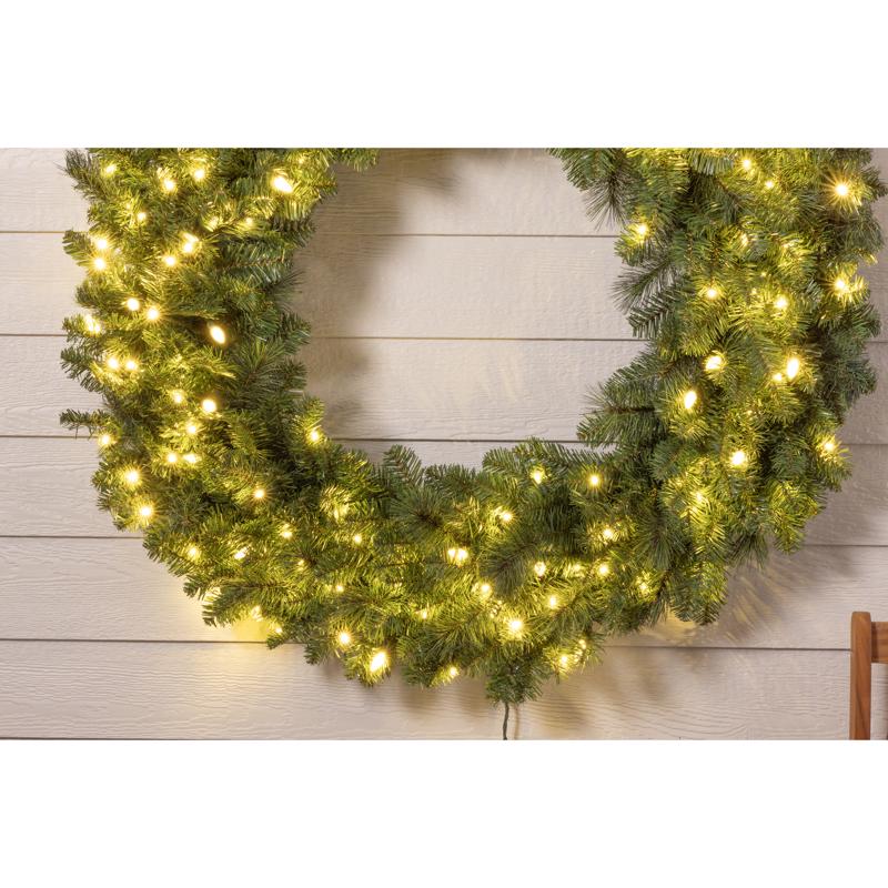 Celebrations Platinum 48 in. D LED Prelit Warm White Mixed Pine Wreath