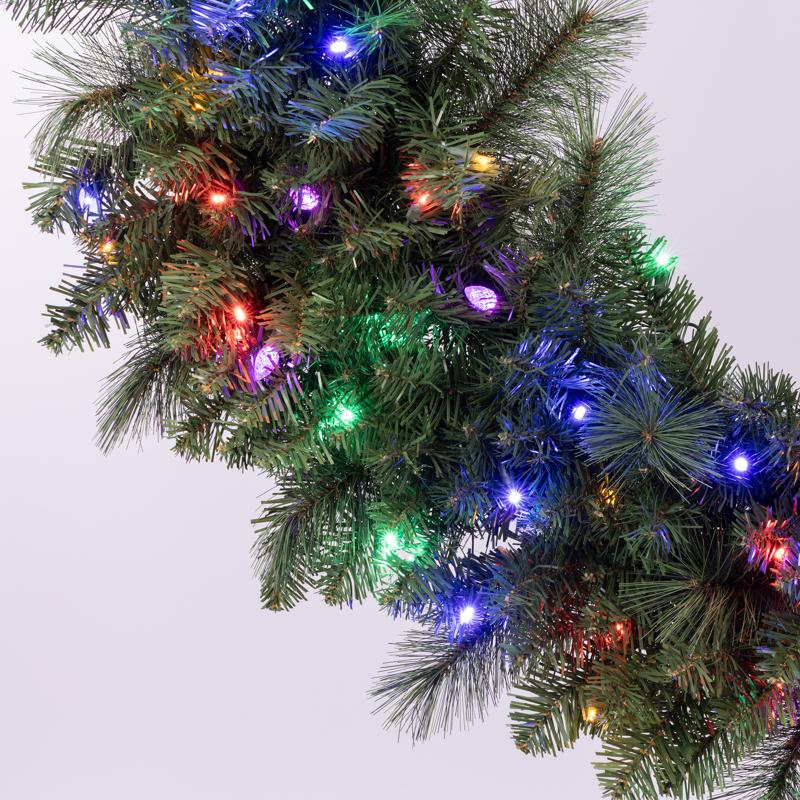 Celebrations Platinum 48 in. D LED Prelit Multicolored Mixed Pine Wreath