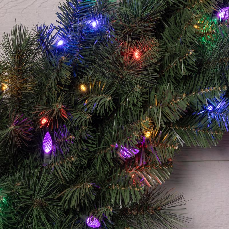 Celebrations Platinum 48 in. D LED Prelit Multicolored Mixed Pine Wreath