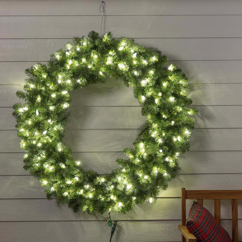 Celebrations 48 in. D LED Prelit Pure White Pine Wreath