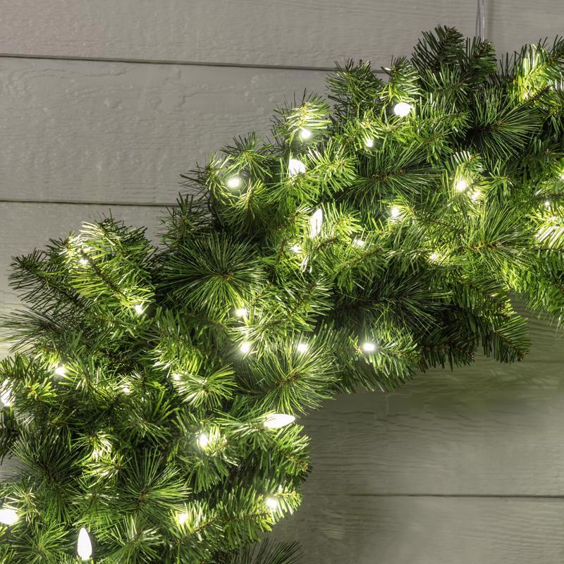 Celebrations 48 in. D LED Prelit Pure White Pine Wreath