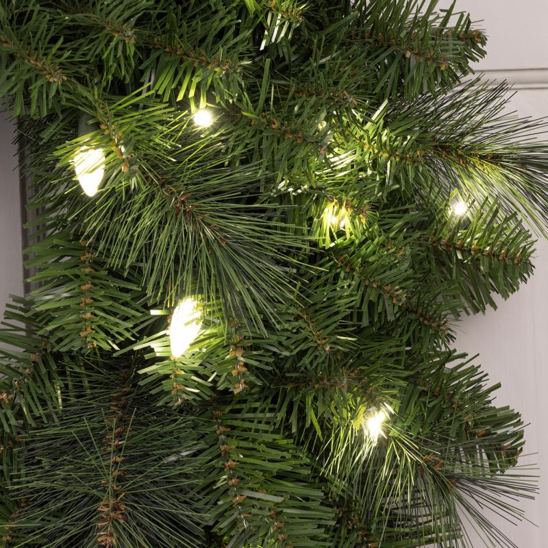 Celebrations Platinum 26 in. D LED Prelit Pure White Pine Wreath