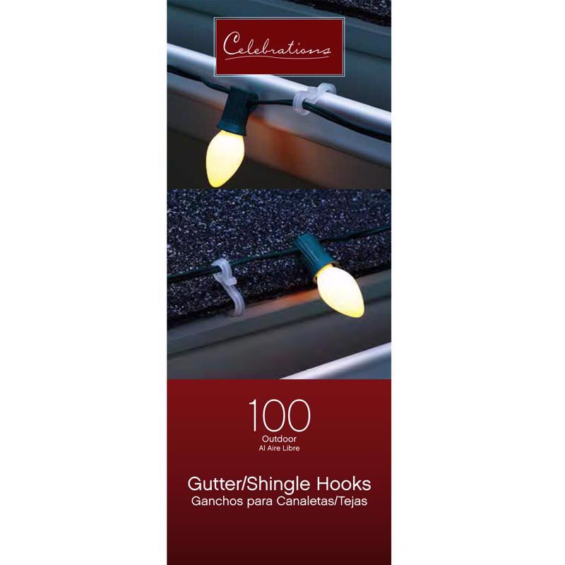 Celebrations Outdoor Christmas Light Gutter/Shingle Gutter Hooks 100 pk