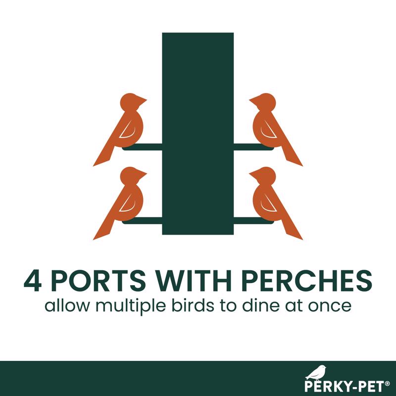 Perky-Pet Finch Plastic 2 in 1 Tube Bird Feeder 4 ports