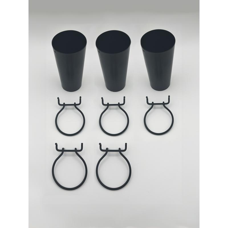 5 in. H X 3 in. W X 3 in. D Black Metal Tapered Cup Display