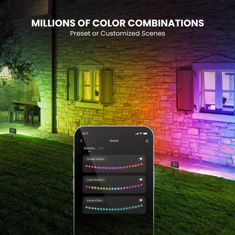 Feit Square E26 (Medium) Smart-Enabled LED Floodlight Bulb Color Changing 20 Watt Equivalence 4 pk
