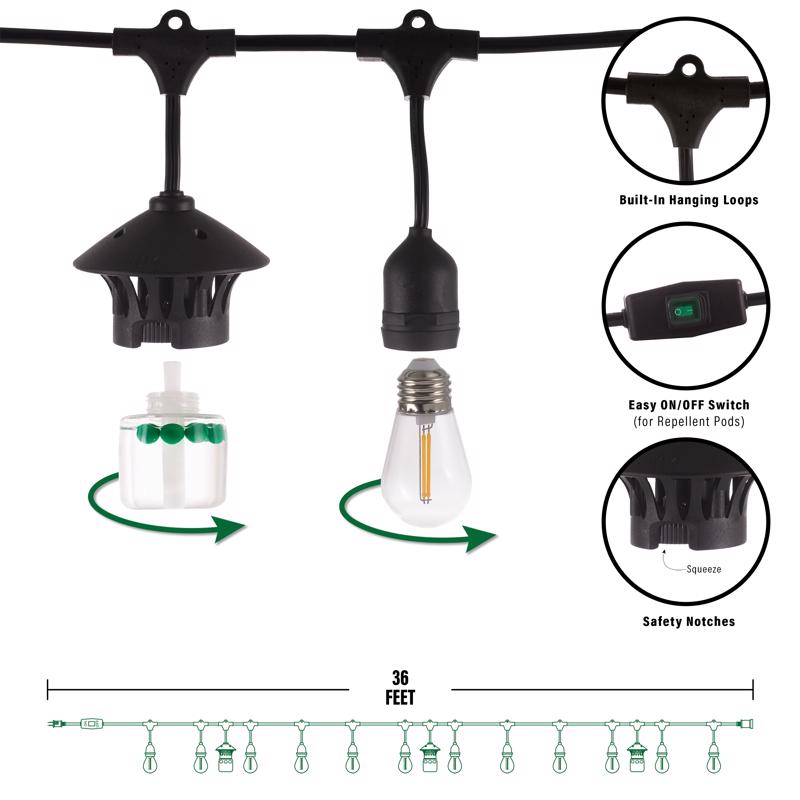 TIKI BiteFighter LED String Lights Clear 36 ft. 14 lights