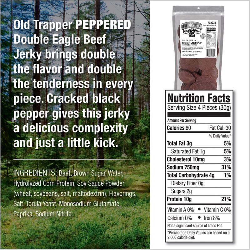 Old Trapper Double Eagles Peppered Beef Jerky 21 oz Pouch