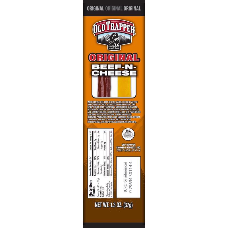 Old Trapper Original Beef Stick and Cheese 1.3 oz Shrink Wrapped